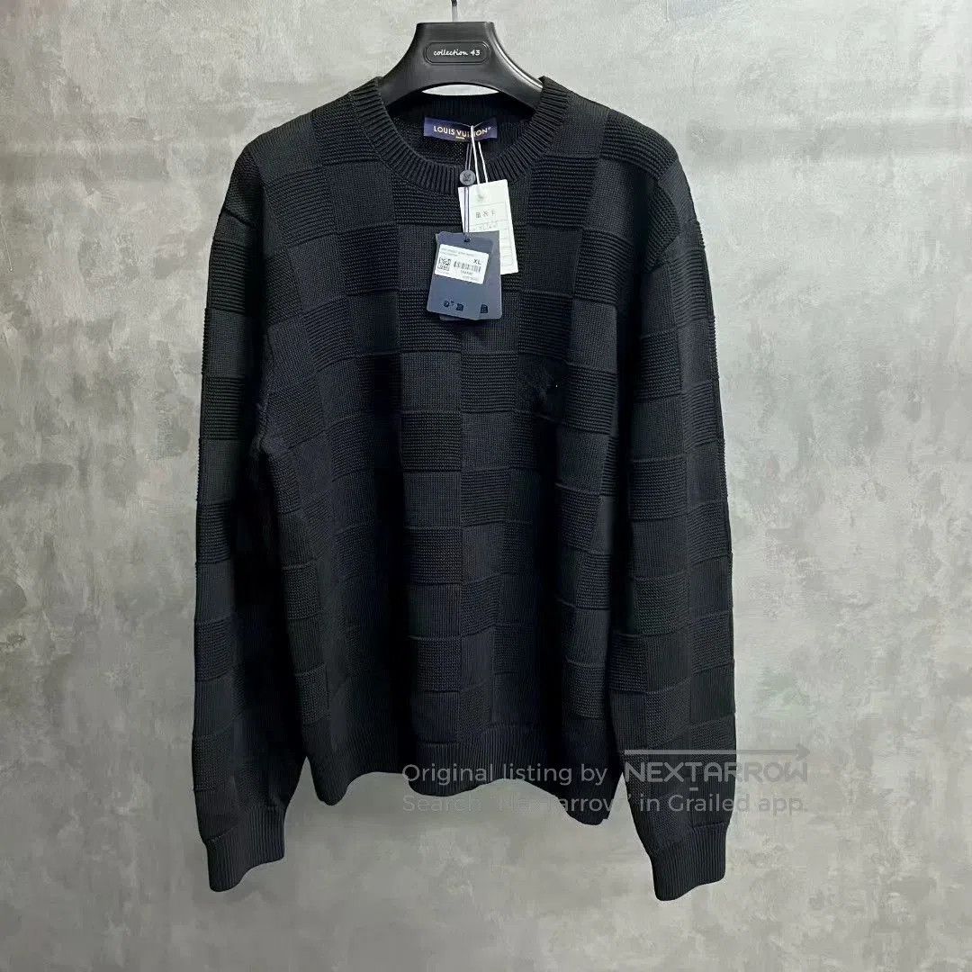 Louis Vuitton black checkered long sleeve knit sweater. Size US XL / EU 56 / 4 - 1 Thumbnail