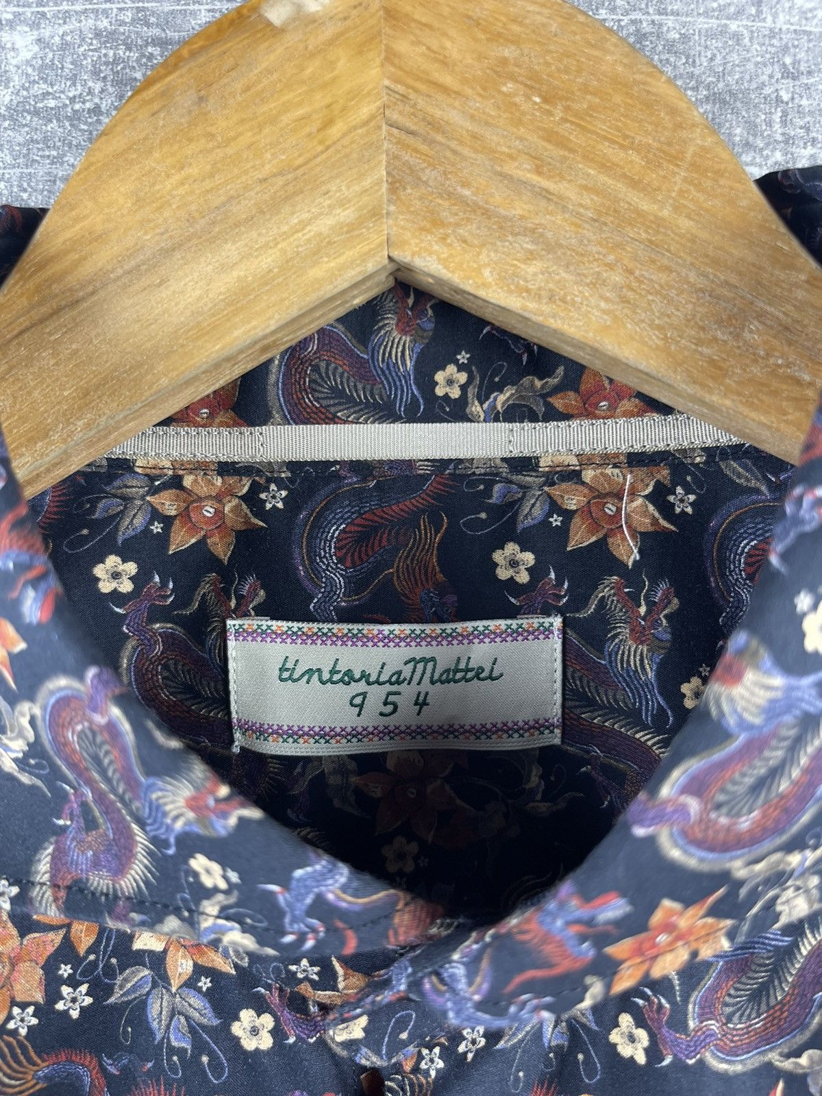 Tintoria Mattei × Vintage Tintaria Mattei Flower Cotton Luxury Slim Shirt Size US XS / EU 42 / 0 - 4 Thumbnail