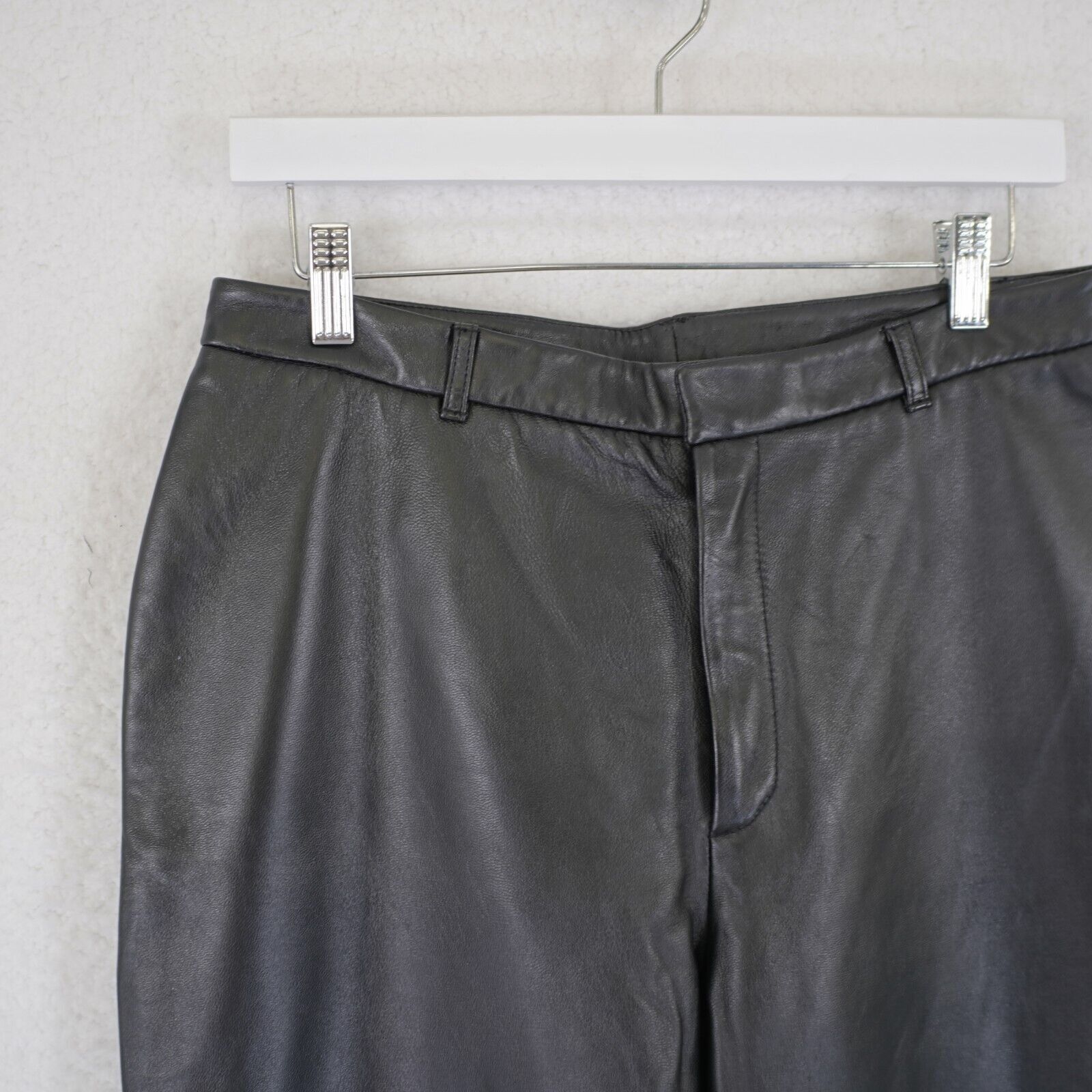 Designer Jaclyn Smith Classic Black Genuine Leather Pants 12 31/31 Hi Size 34" / US 12 / IT 48 - 3 Thumbnail