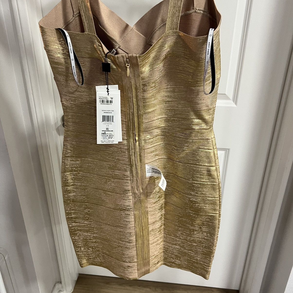 Herve Leger Herve Leger Metallic Bandage Mini Dress In Gold size Large Size L / US 10 / IT 46 - 4 Thumbnail