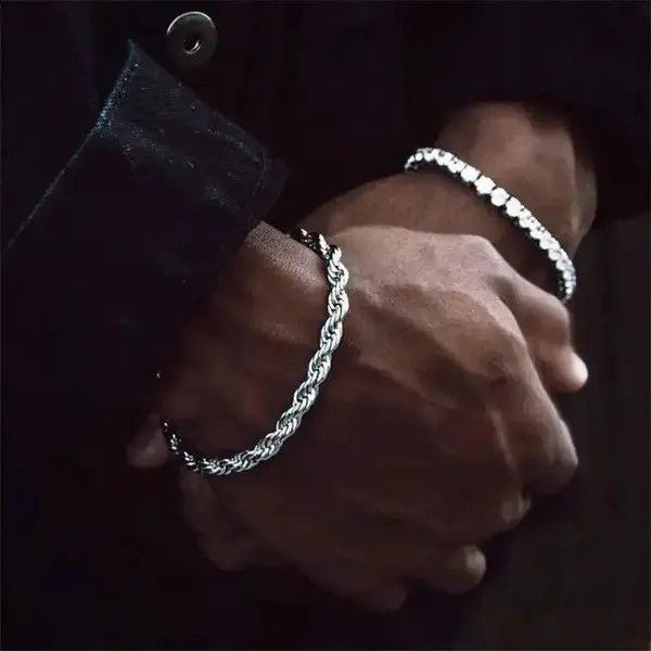 VIBE Width 3/4MM Stainless Steel Short Rope Chain Bracelet Size ONE SIZE - 8 Thumbnail