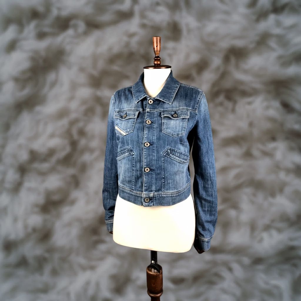 Diesel Diesel Jacket Blue Denim Women's M Casual Long Sleeve Button Front Patch Logo Size M / US 6-8 / IT 42-44 - 1 Thumbnail