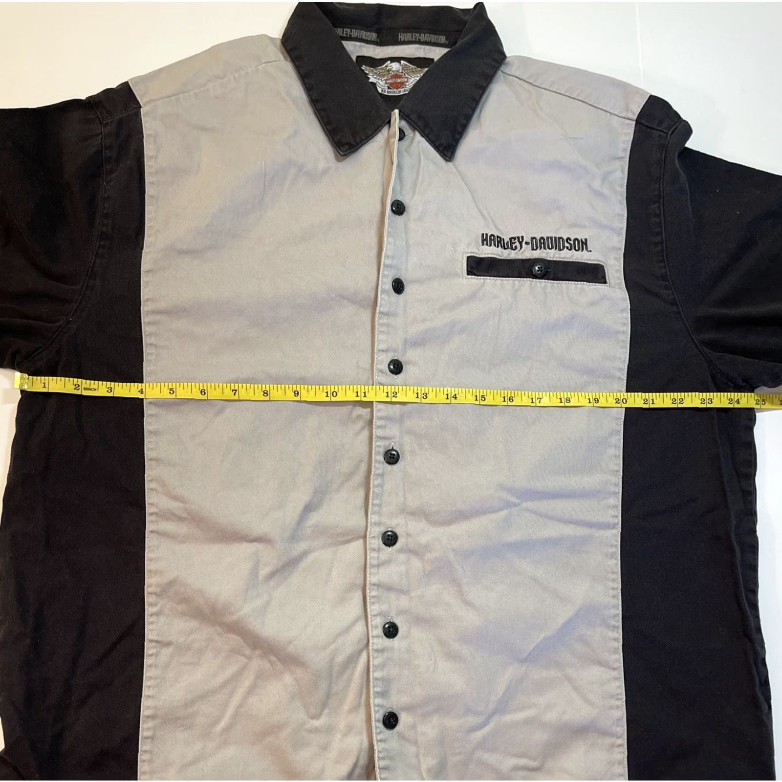 Harley Davidson Harley-Davidson Button-Up Work Shirt Men's Short Sleeve Gray XL Biker Logo Size US XL / EU 56 / 4 - 5 Thumbnail