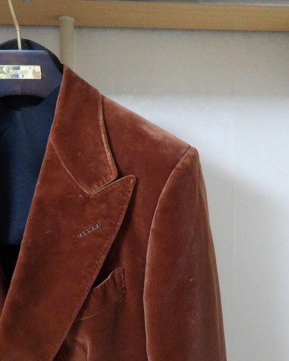 Tom Ford o1sm1stk0824 Shelton Liquid Fluid Velvet Blazer Rust Brown Size US M / EU 48-50 / 2 - 2 Thumbnail
