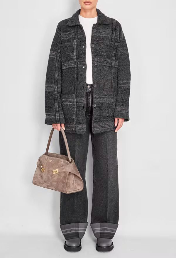 Salvatore Ferragamo o1s1rm0526 Patterned Bouclé Shirt Jacket in Black Size XS / US 0-2 / IT 36-38 - 3 Thumbnail