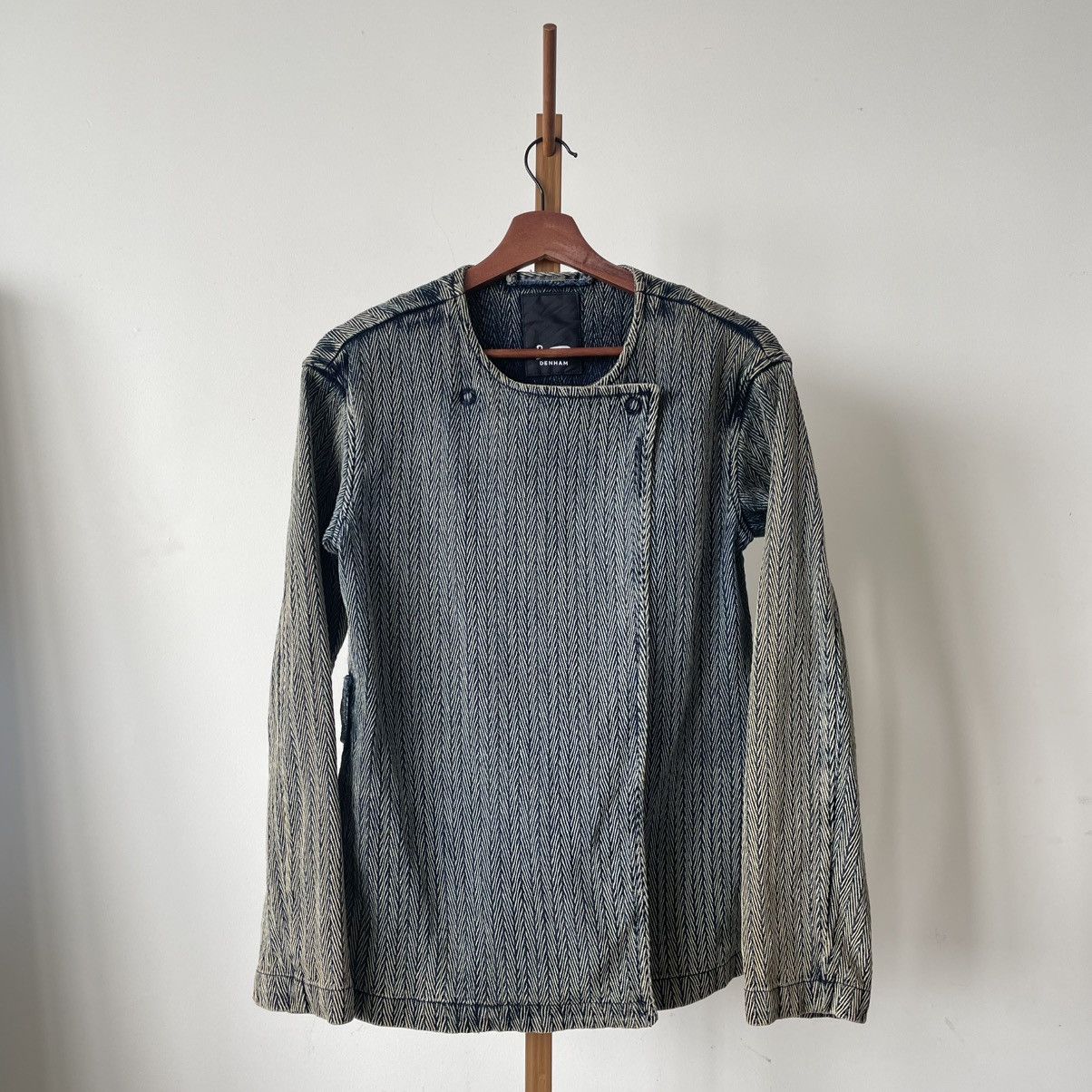 Rare Sunfaded Denham Herringbone Weave Pattern Denim Jacket