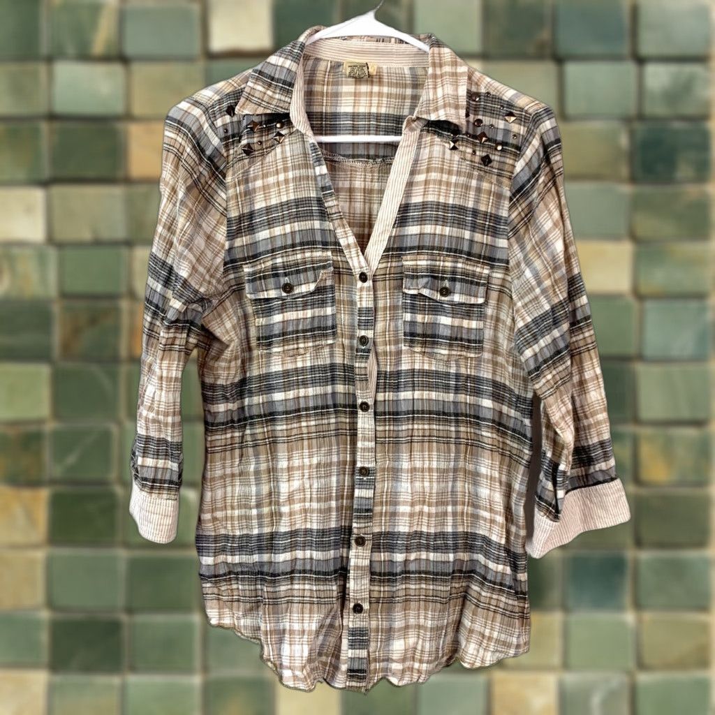 Vintage Y2K Daytrip Plaid Studded Button-Front Shirt Women's L Twilightcore Daytrip Shirt Size L / US 10 / IT 46 - 1 Thumbnail