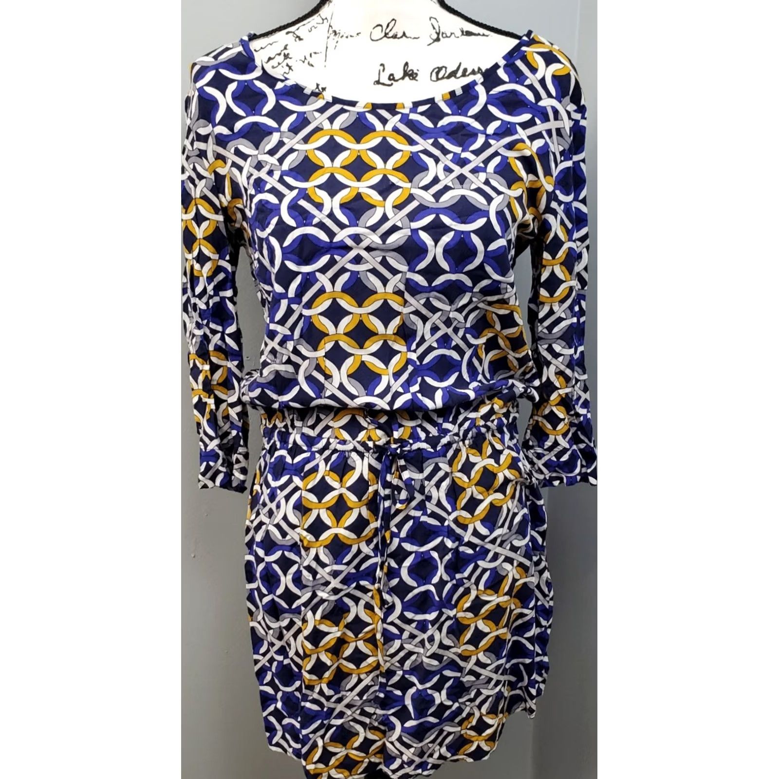 Banana Republic Banana Republic Mini Dress Women S Multicolor Geometric Boat Neck Cinch Tie Waist dress Size S / US 4 / IT 40 - 2 Thumbnail