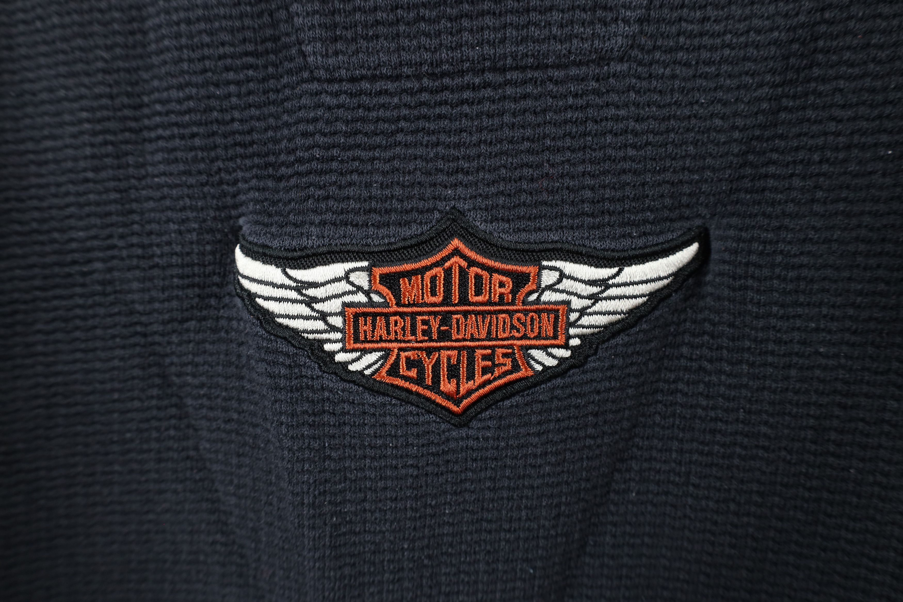 Harley Davidson × Vintage Vintage 90s Harley Davidson Waffle Knit Long Sleeve T-Shirt Size US XL / EU 56 / 4 - 10 Thumbnail