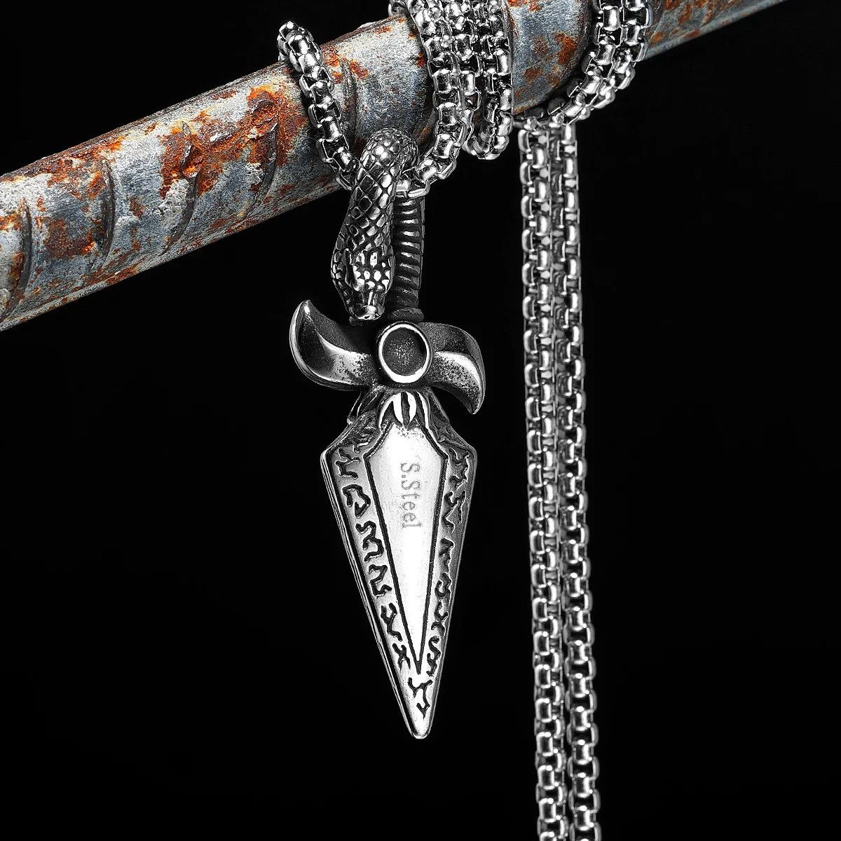 Jewelry Rune Dagger Pendants Retro Snake Knife Necklace Size ONE SIZE - 1 Thumbnail