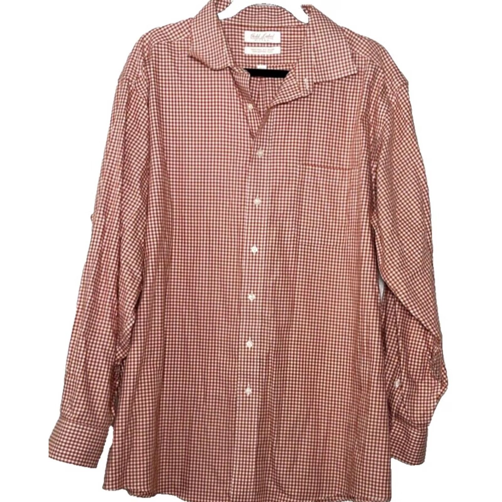 Vintage VINTAGE Gold Label Roundtree & Yorke Shirt Mens 18/35 Orange Gingham Fitted Size US XXL / EU 58 / 5 - 2 Thumbnail