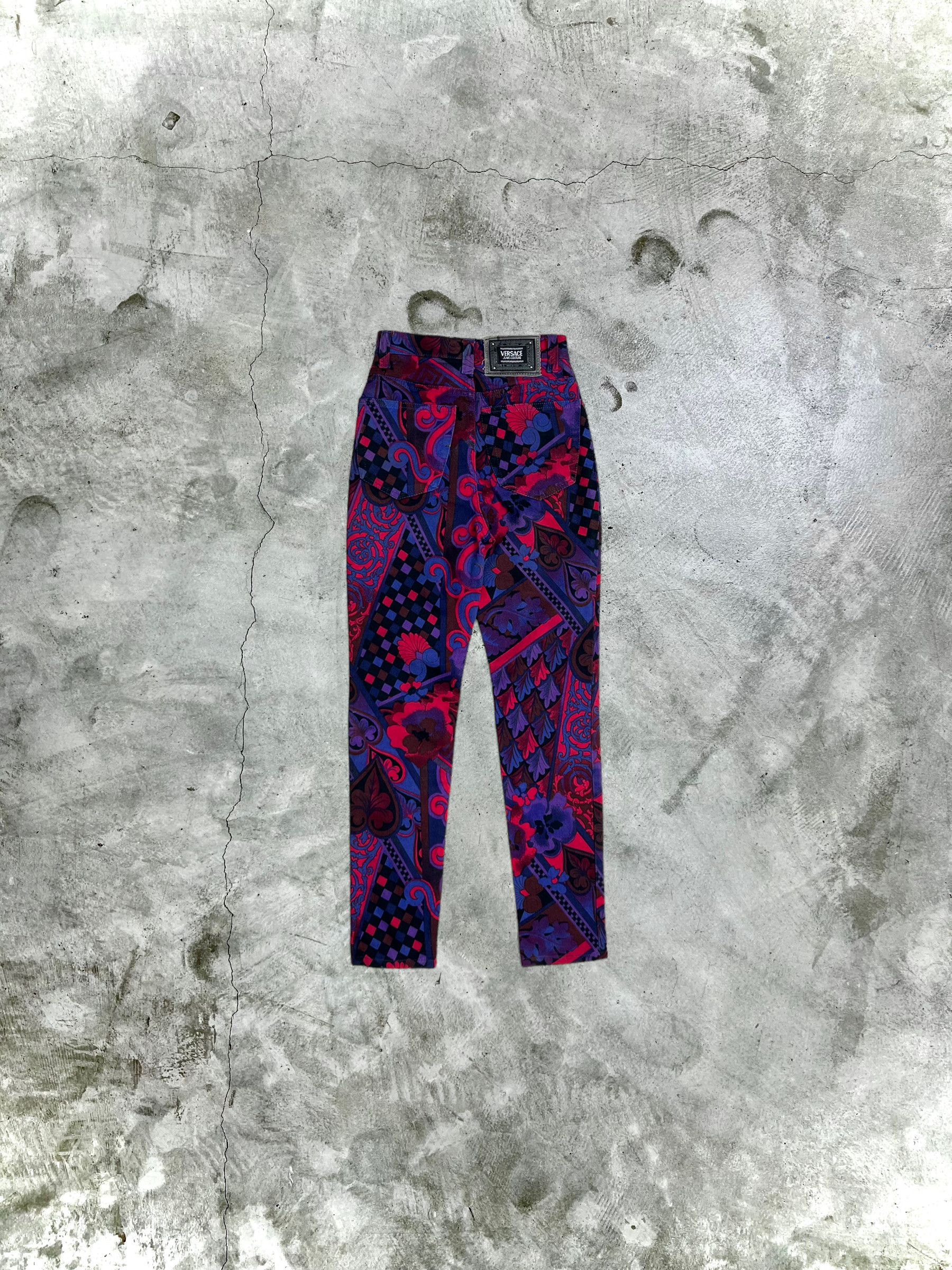 image of Versace Jeans Couture Print Denim Pant Gtmpt154, Women's (Size 22)