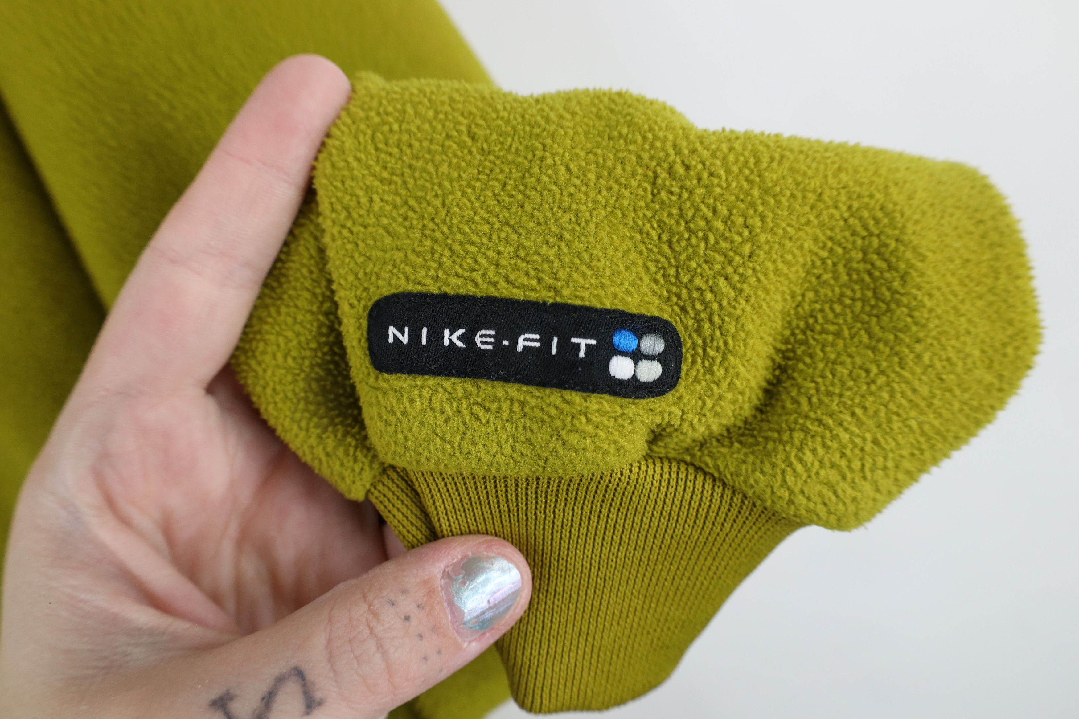 Nike × Vintage Vintage 90s Nike Mini Swoosh Fleece Sweatshirt Green Size US L / EU 52-54 / 3 - 6 Thumbnail