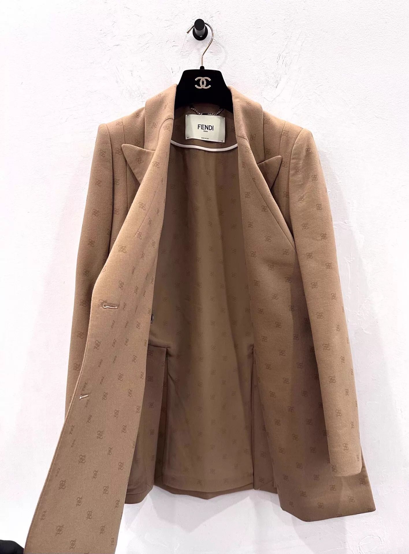 Fendi Fendi Wmns Brown Wool Allover FF Logo Coat 38 New Size XS / US 0-2 / IT 36-38 - 4 Thumbnail