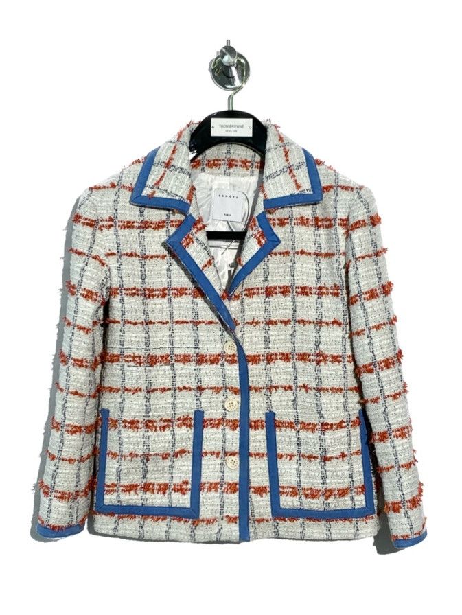 Sandro Sandro White Tweed Jacket (36) Size XS / US 0-2 / IT 36-38 - 1 Thumbnail