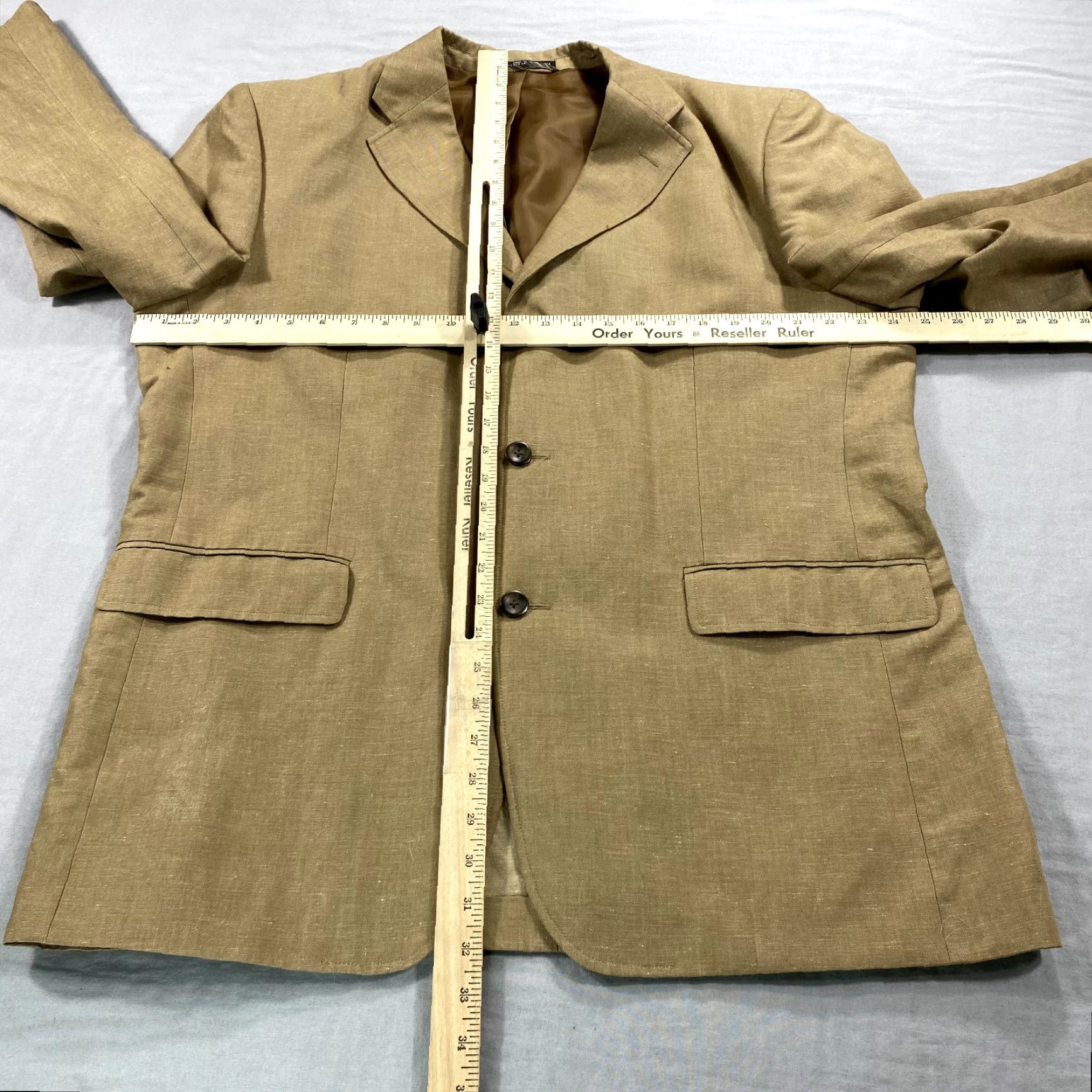 Vintage VINTAGE Kilburne and Finch Blazer Mens Large Khaki Linen Blend Single-Breasted Jacket Size 42R - 5 Thumbnail