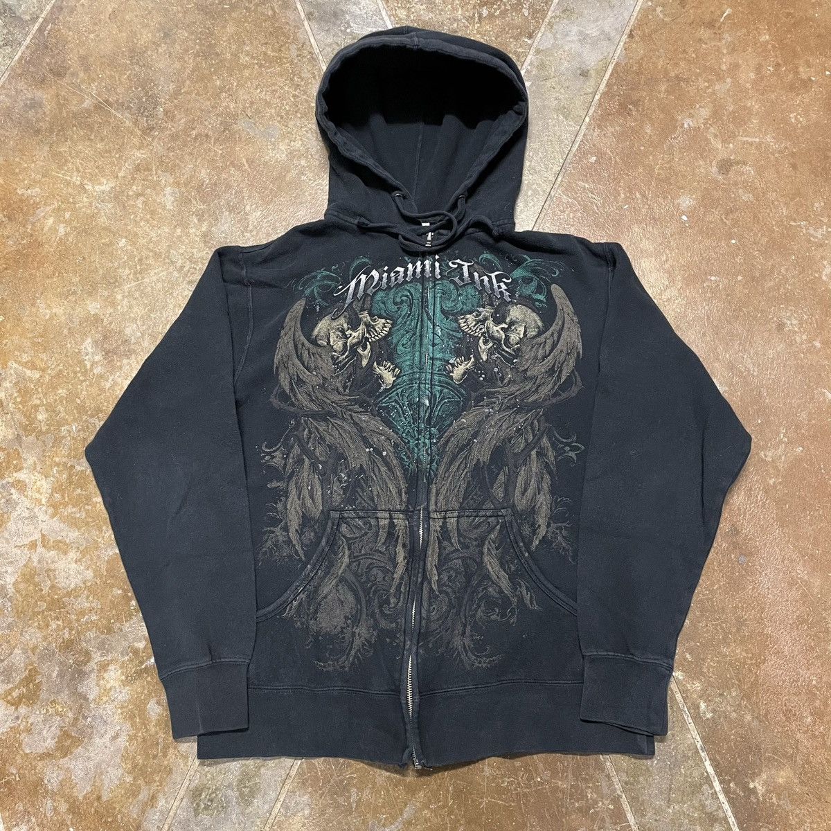 Affliction × Vintage Y2K Miami Ink Zip Up Hoodie | Grailed