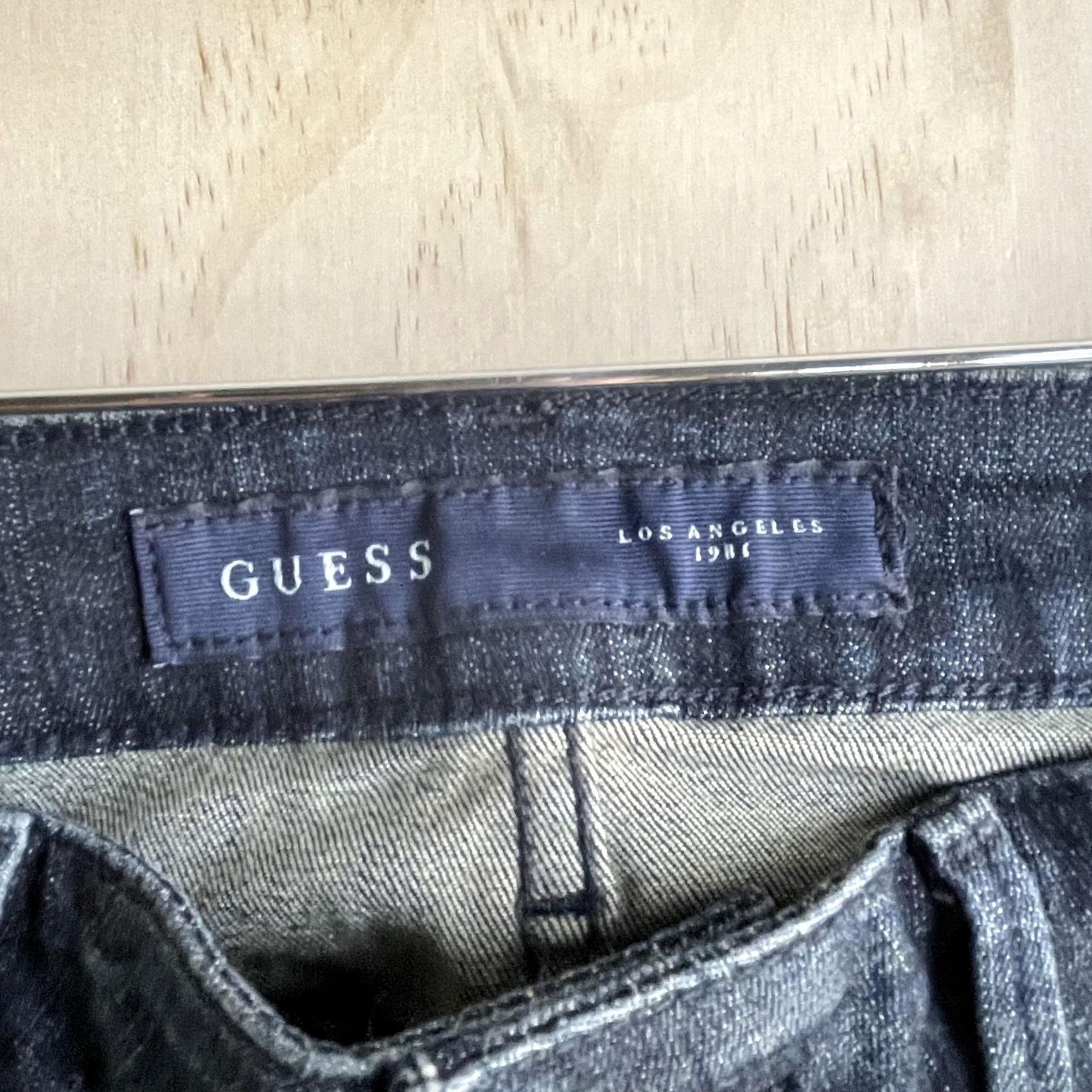 Guess GUESS Jeans Womens 27 Dark Wash Skinny Distressed Ankle Zip Leather Panel Denim Jeans Size 27" / US 4 / IT 40 - 4 Thumbnail