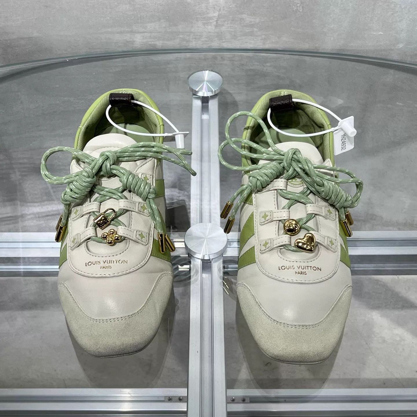 LV Ballerine Trainer White Green UK4 38 Box