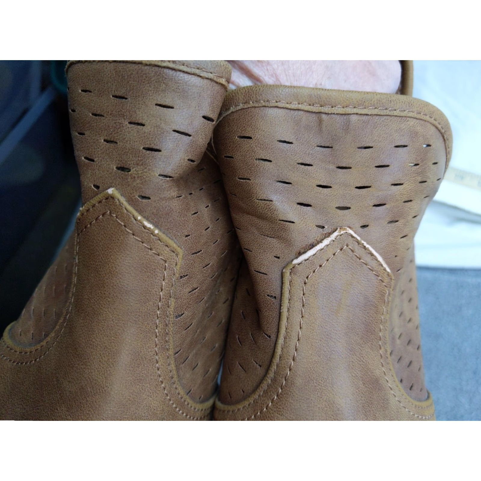 Vintage Report Boots Womens Size 10 Brown Perforated Ankle Booties Block Heel Boots Casual Women’s Shoes Size US 10 / IT 40 - 4 Thumbnail
