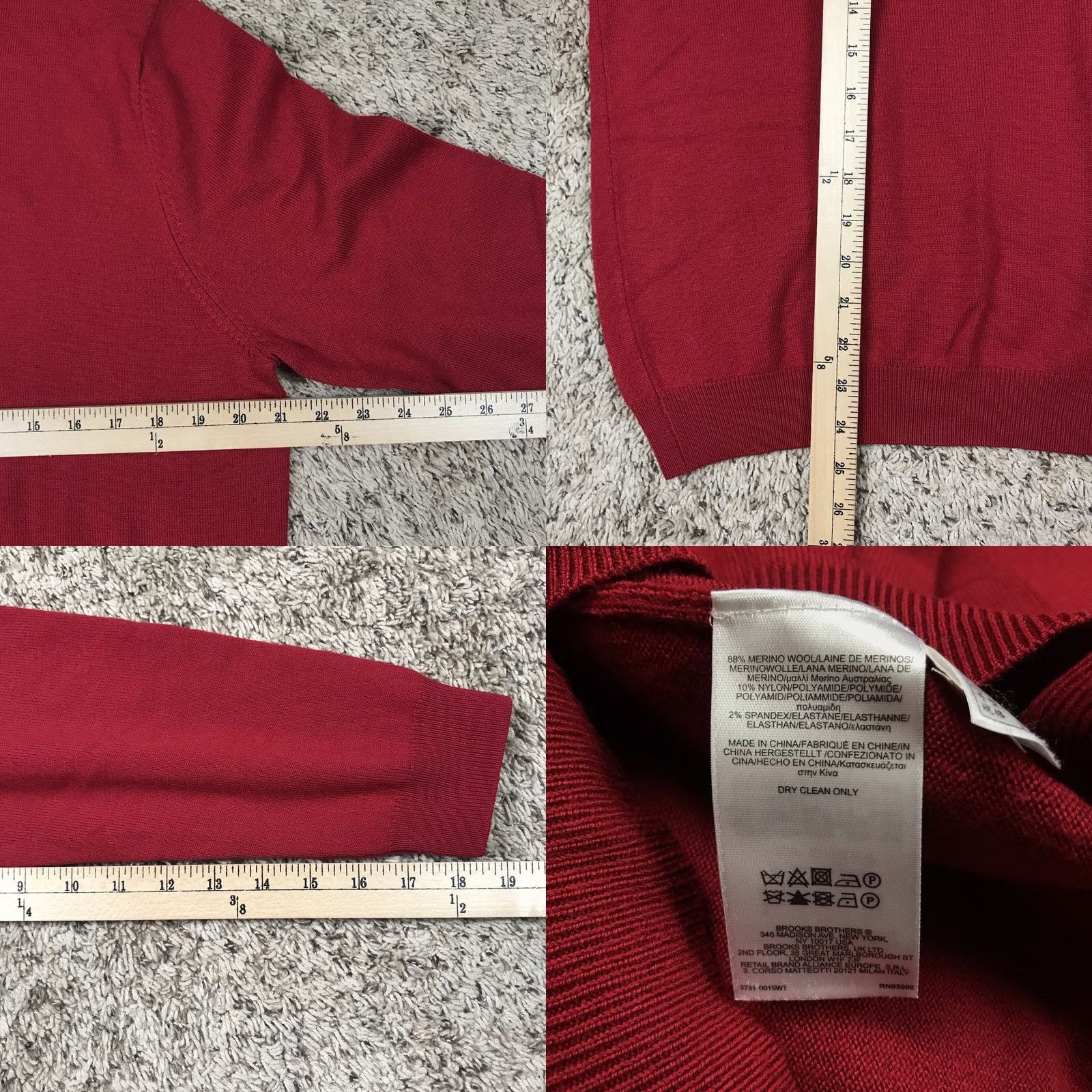 Brooks Brothers Brooks Brothers Sweater Men V-Neck Red Merino Wool 346 Stretch Fit M Regular Lightweight Pullover Size US M / EU 48-50 / 2 - 8 Thumbnail
