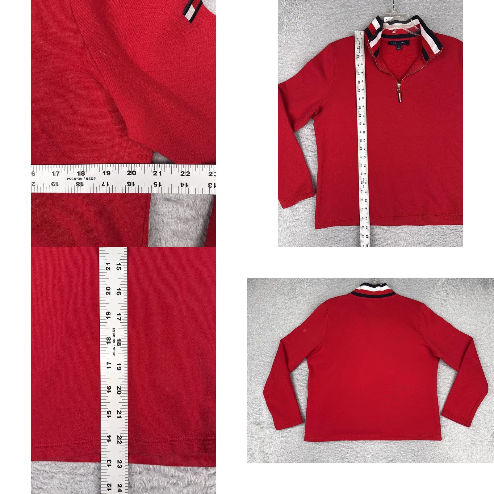 Tommy Hilfiger Tommy Hilfiger Sweater Womens L Red 1/4 Zip Mock Neck Jersey Logo Pullover Size L / US 10 / IT 46 - 8 Thumbnail