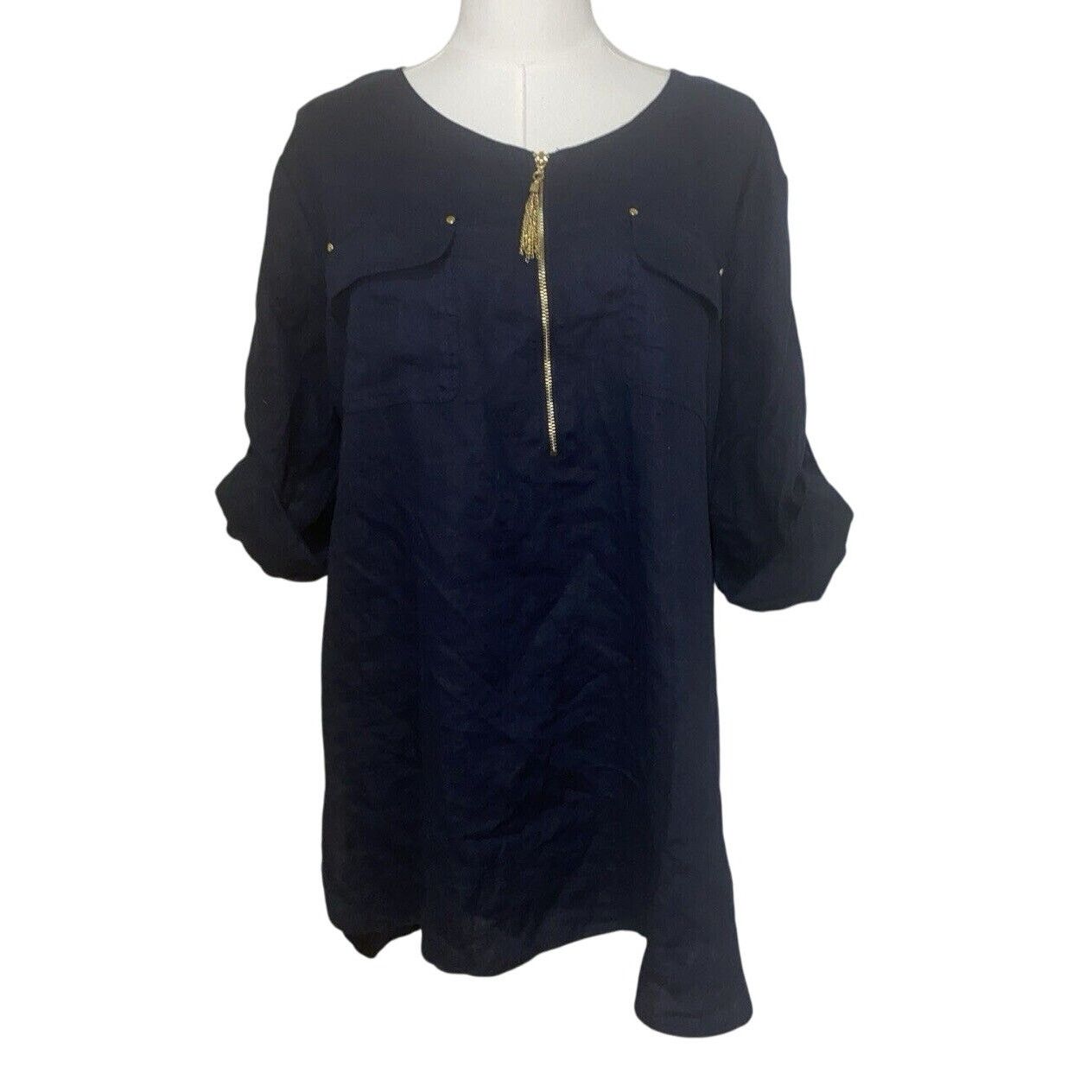 Other ELLEN TRACY 100% LINEN TUNIC TOP LARGE Navy Size L / US 10 / IT 46 - 1 Thumbnail