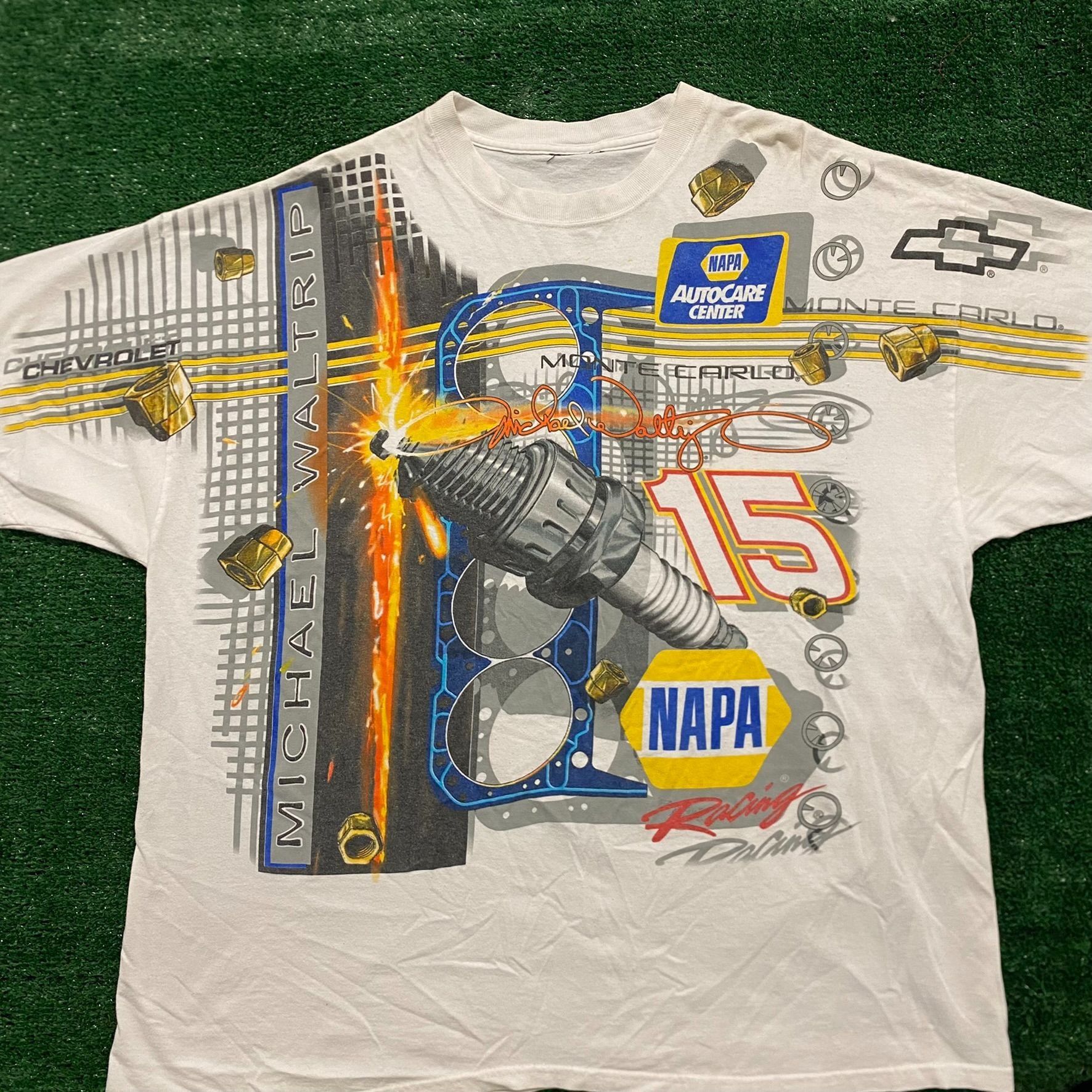 NASCAR Vintage 90s NAPA NASCAR AOP Baggy Essential Racing Tee Size US XXL / EU 58 / 5 - 1 Thumbnail