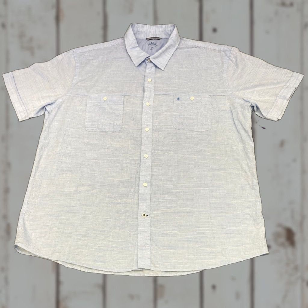 Izod VINTAGE Izod Saltwater Dockside Shirt 2XL Short Sleeve Button Up Blue Striped Men’s Shirt 6599 Size US XXL / EU 58 / 5 - 1 Thumbnail