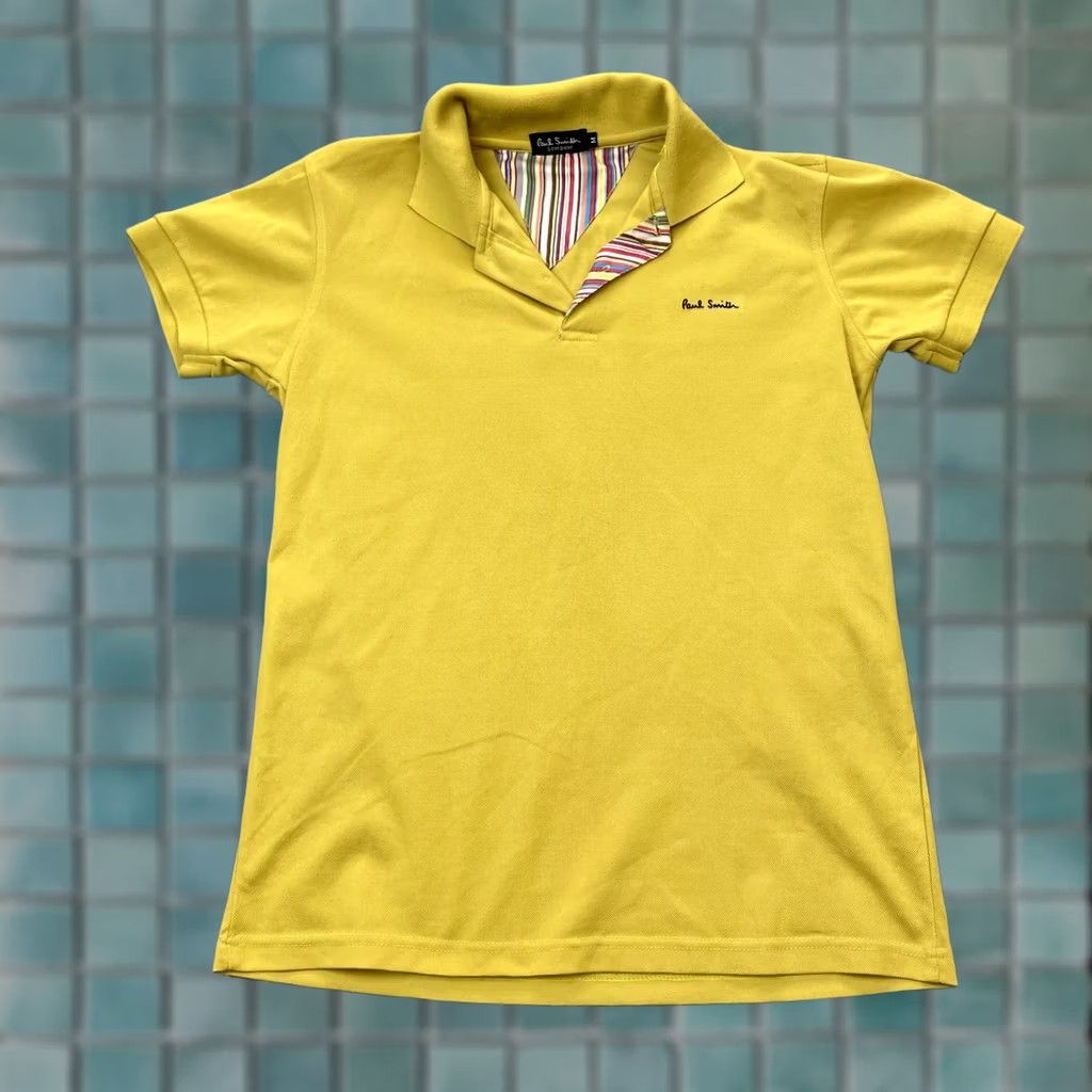Paul Smith Paul Smith Shirt Mens Medium Yellow Logo Polo Short Sleeve Collared Golf Tennis Shirt Size M Mens Yellow Logo Polo Shirt Size US M / EU 48-50 / 2 - 1 Thumbnail
