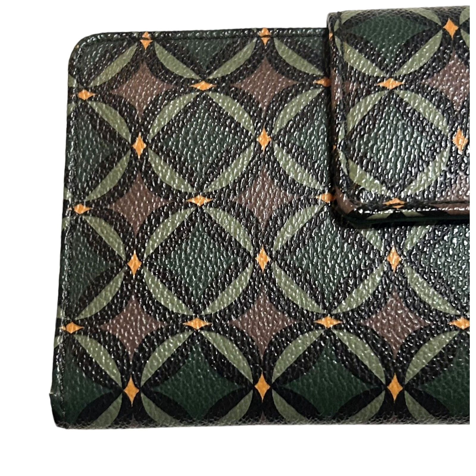 Fossil Fossil Wallet Geometric Green Leather Bifold Credit Card ID Holder Women’s Zip-Around Size ONE SIZE - 3 Thumbnail