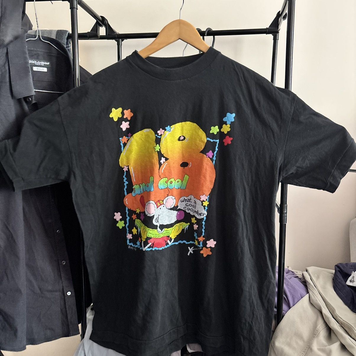 Hysteric Glamour Vintage Y2K Cartoon Tee “18 and Cool / What a Cool Cucumber” Size US XL / EU 56 / 4 - 1 Thumbnail