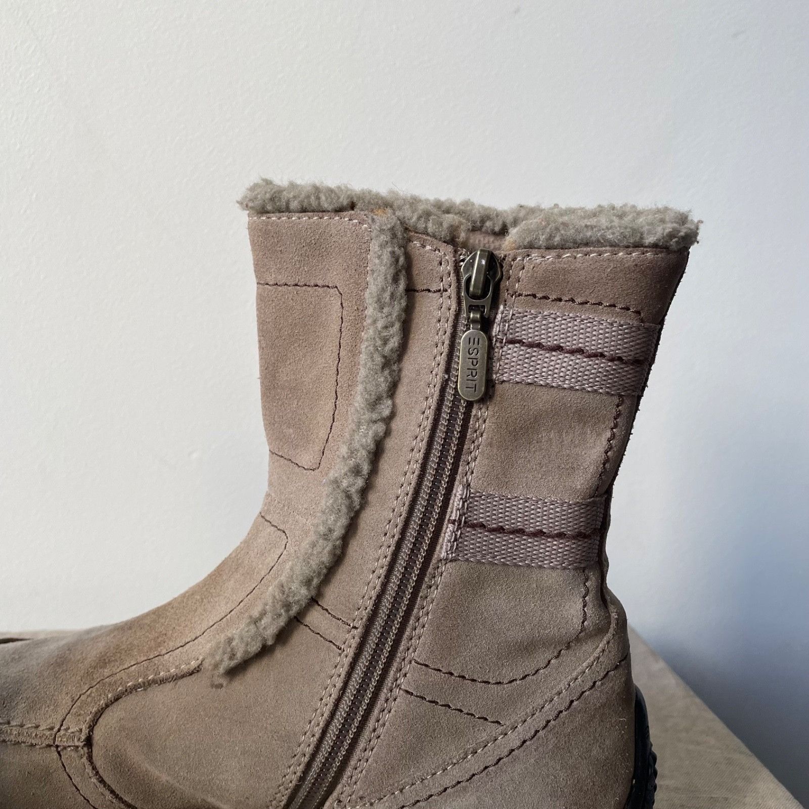 Esprit Esprit y2k Vintage Suede Faux Shearling MidCalf Boots 9671AC Size US 8 / IT 38 - 4 Thumbnail