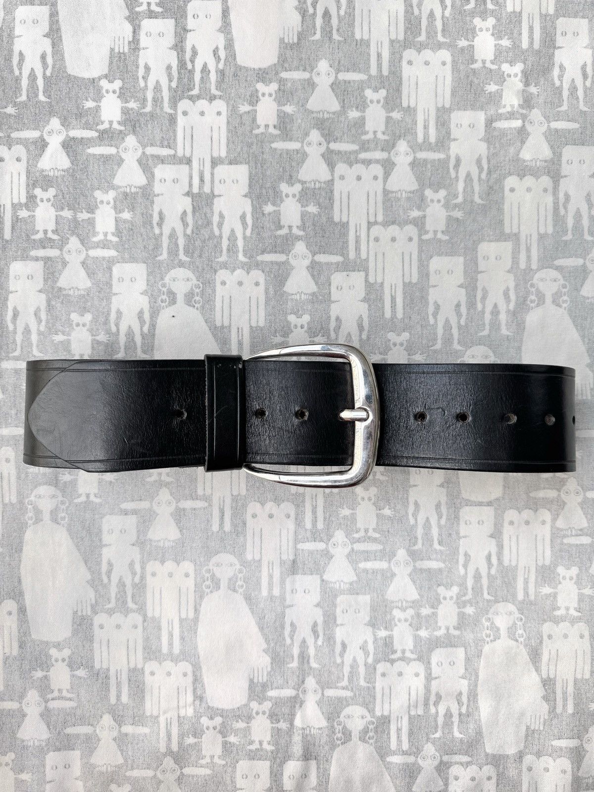 Ann Demeulemeester Ann Demeulemeester SS00 Oversized Black Leather Belt Size 30 - 1 Thumbnail