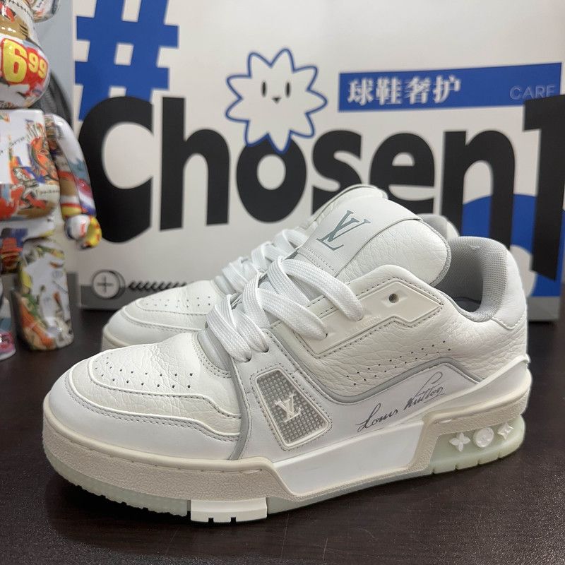 Louis Vuitton Louis Vuitton White Cement Low-Top Trainers 0089 Size US 5.5 / EU 38 - 1 Thumbnail