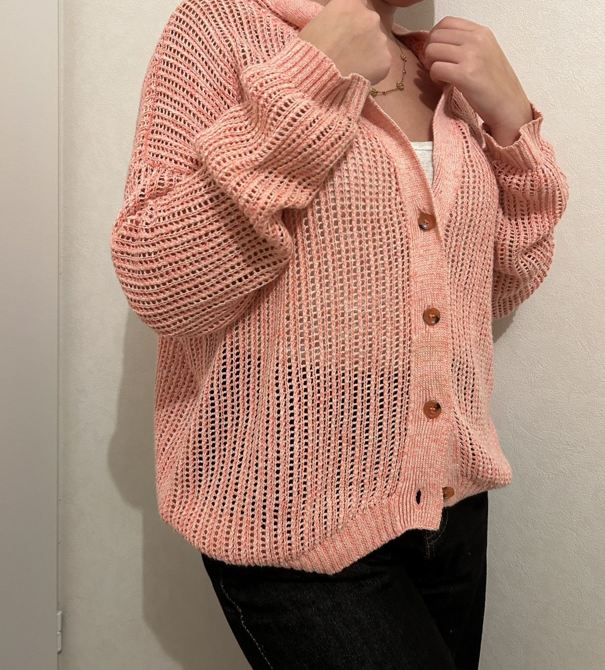 Roberto Collina Roberto Collina Pink Hooded Cardigan Open Knit Linen Size M Size M / US 6-8 / IT 42-44 - 7 Thumbnail