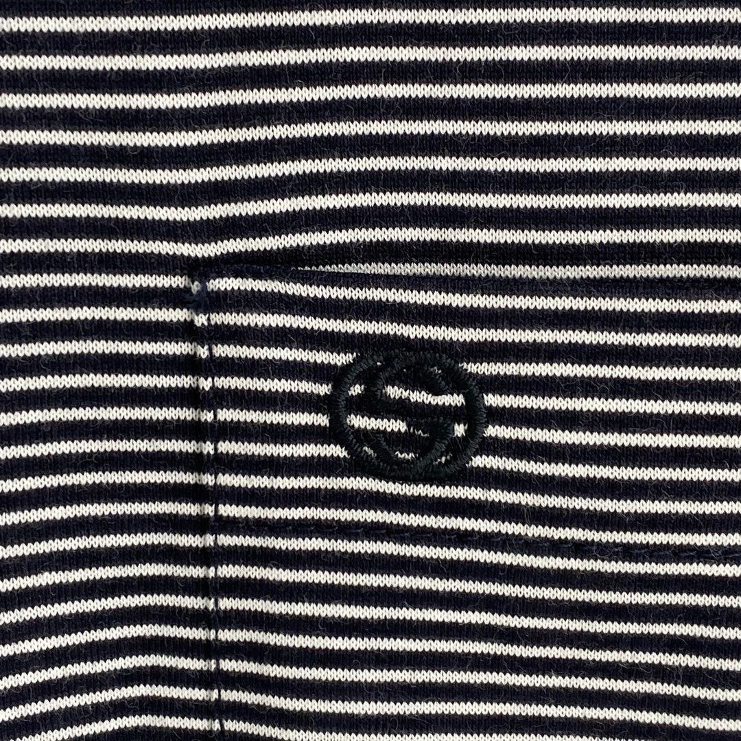 Gucci Gucci black and white striped pocket embroidery double G sh Size US M / EU 48-50 / 2 - 3 Thumbnail