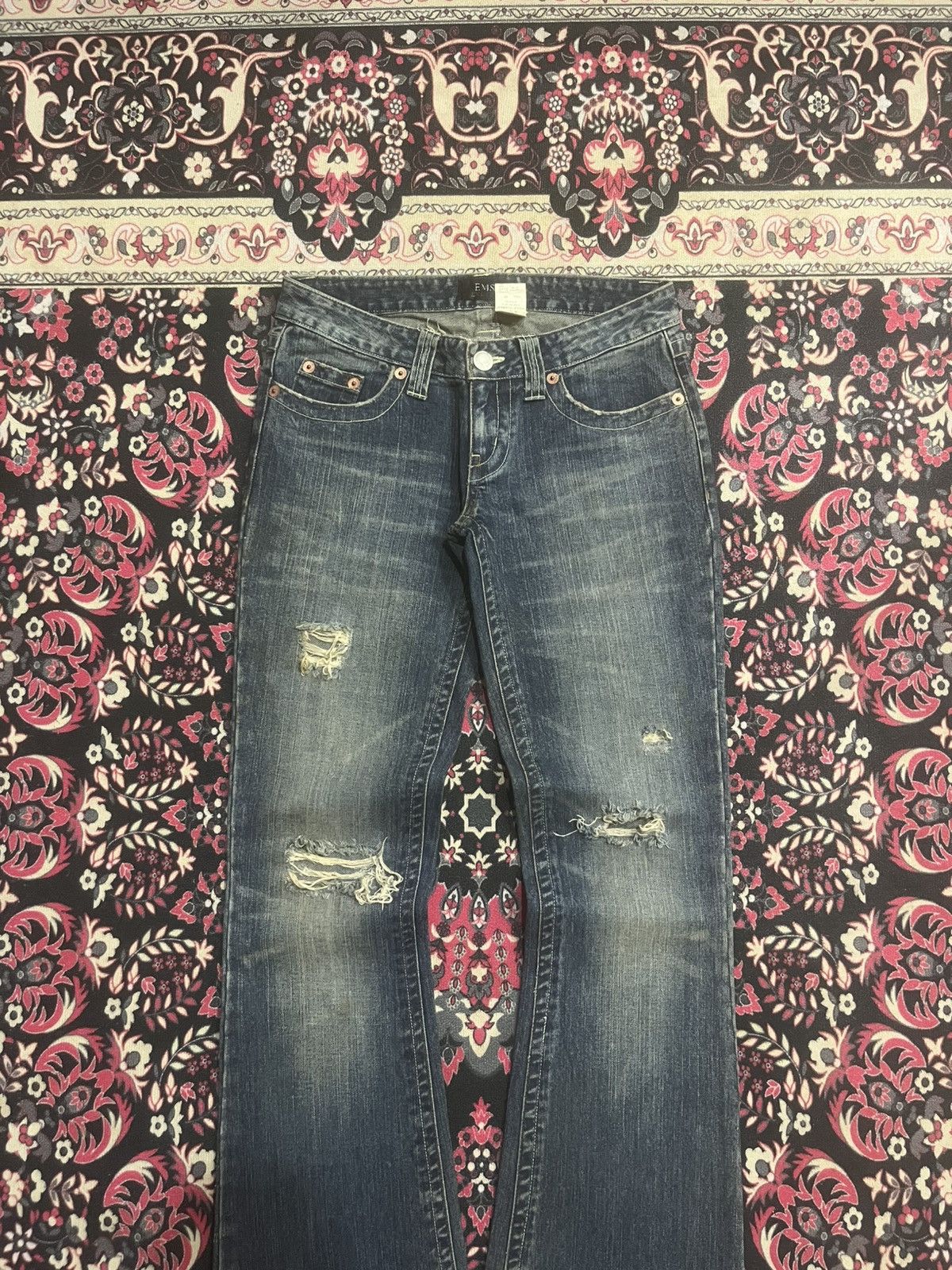 If Six Was Nine Japanese Brand EMS Excite Extreme Distressed Flare Jeans Size 28" / US 6 / IT 42 - 3 Thumbnail