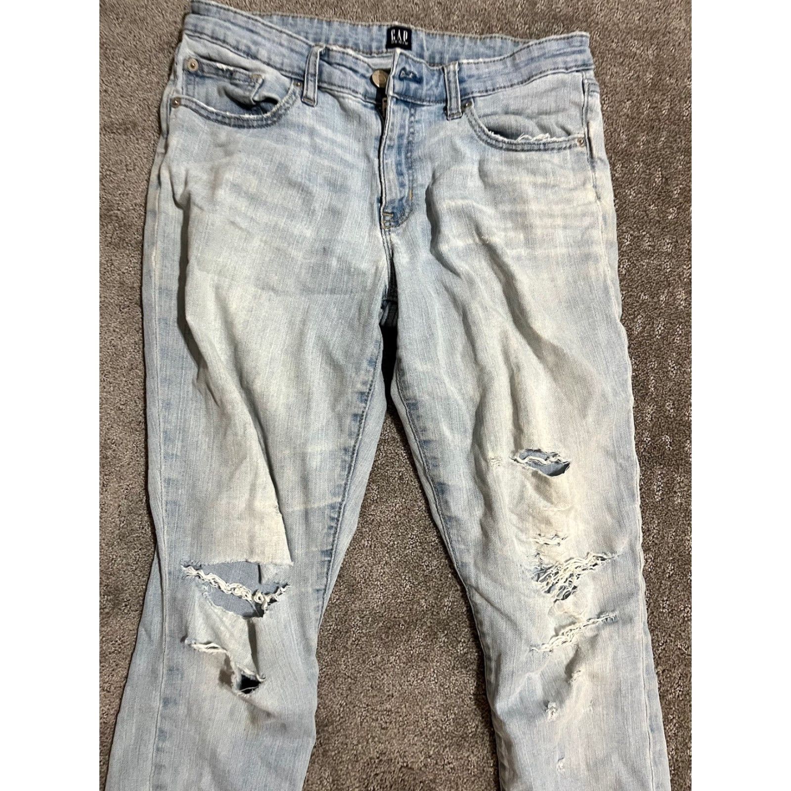 Gap Gap Pants Women Slim 28 Blue Light Wash Solid Pattern Stars Pockets Stretch 28 in Cotton Blend Canvas Modern Jeans Tight Womens Size 28" / US 6 / IT 42 - 2 Thumbnail