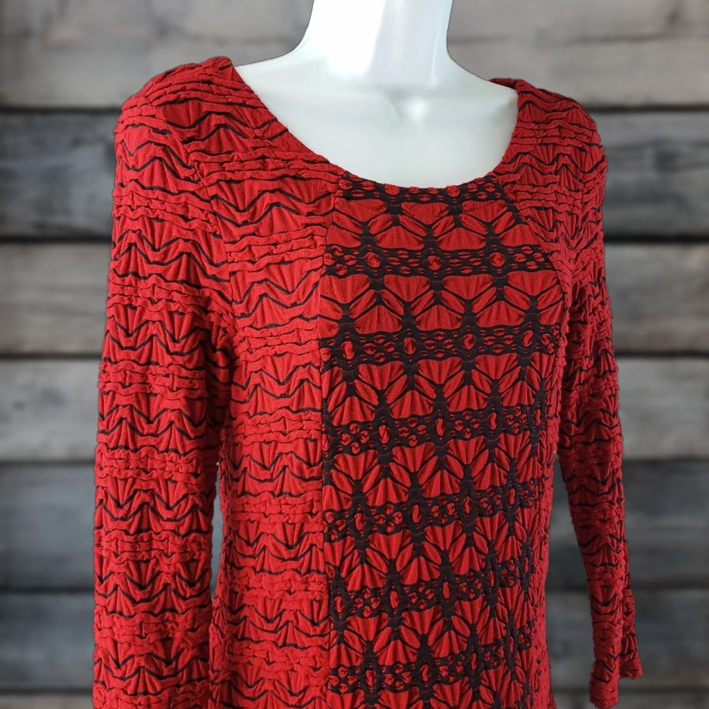 Vintage Tianello Womens Ballet Tee XS Red Long Sleeve Rayon Blend Blouse Shirt Size XS / US 0-2 / IT 36-38 - 1 Thumbnail