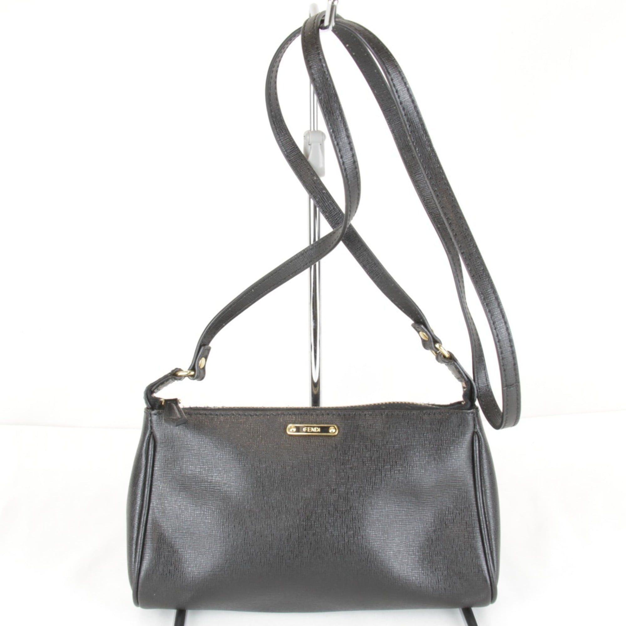 Fendi FENDI Mini Pouch Shoulder Bag, Leather, 160g, Women's, Black Saffiano Size ONE SIZE - 1 Thumbnail