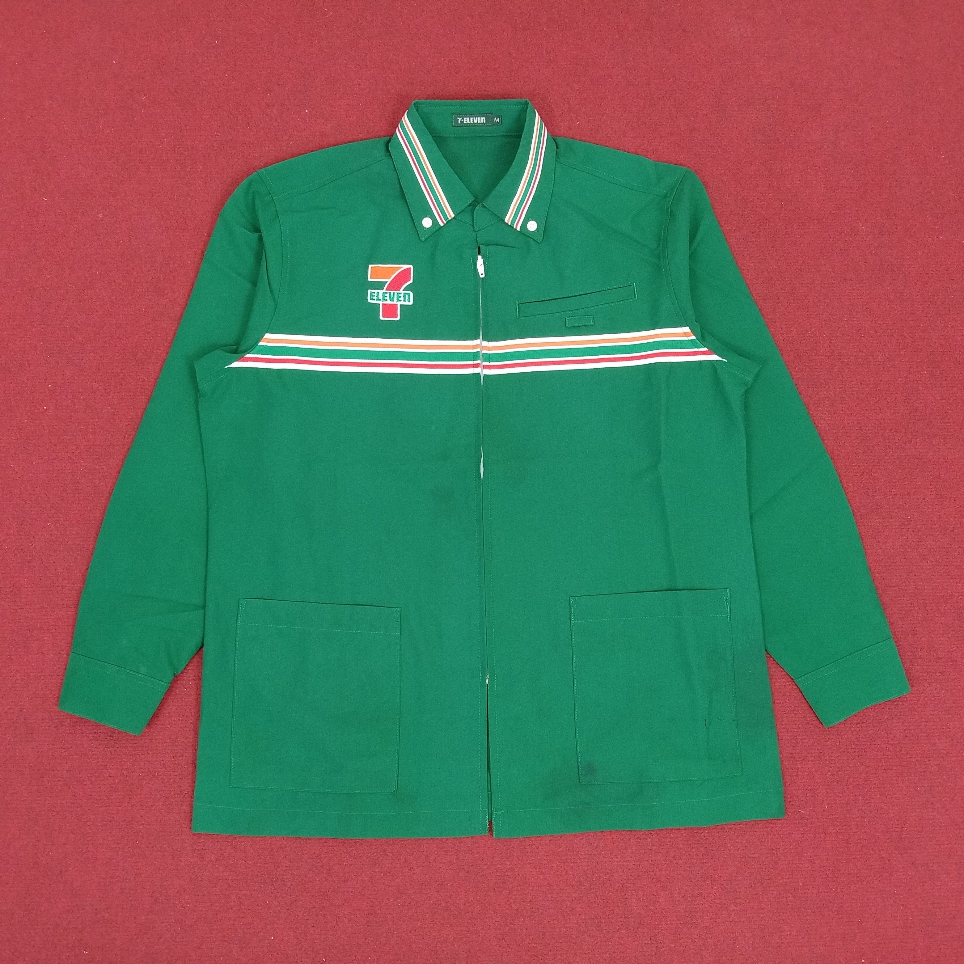 image of Vintage x Workers 7 Eleven Japanese Workers Uniform Logo Design Shirt Jacket in Green (Size Medium)