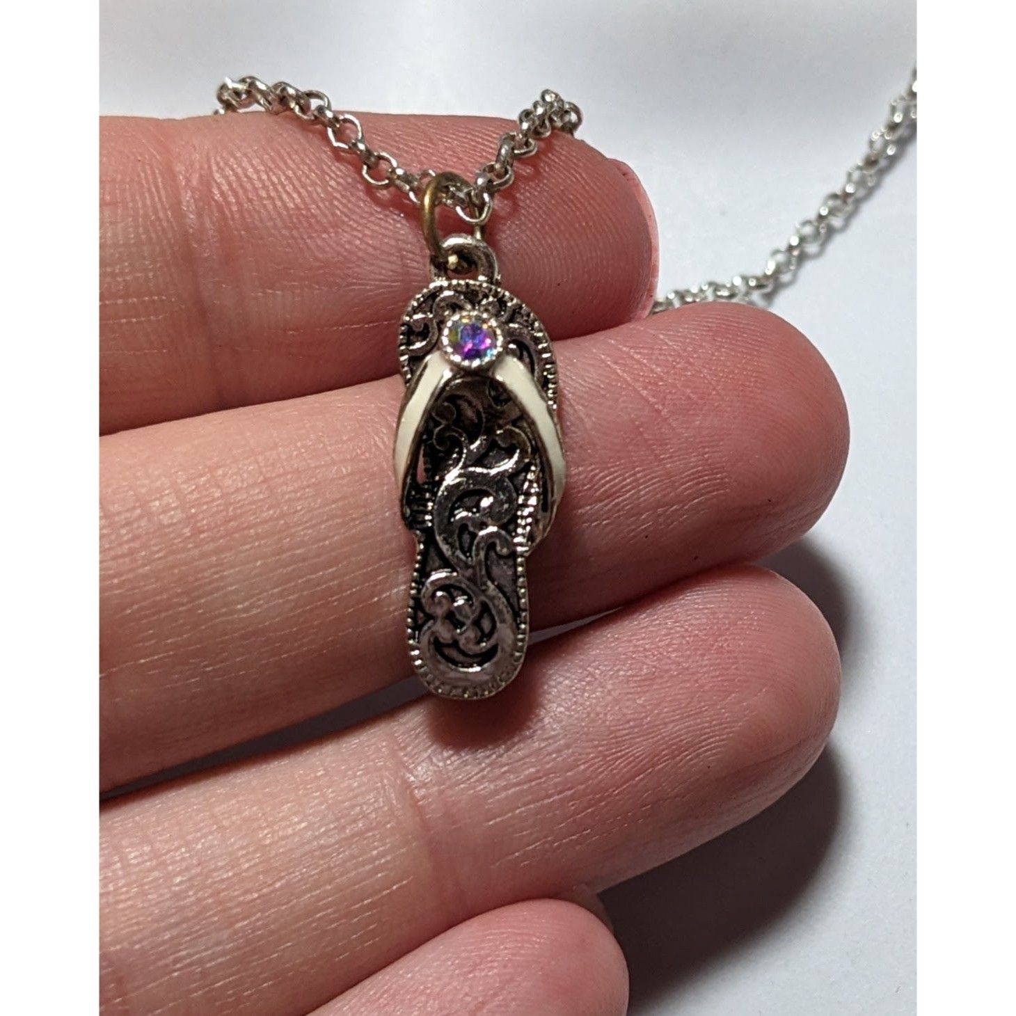 Other Silver Rhinestone Sandal Necklace Size ONE SIZE - 9 Thumbnail