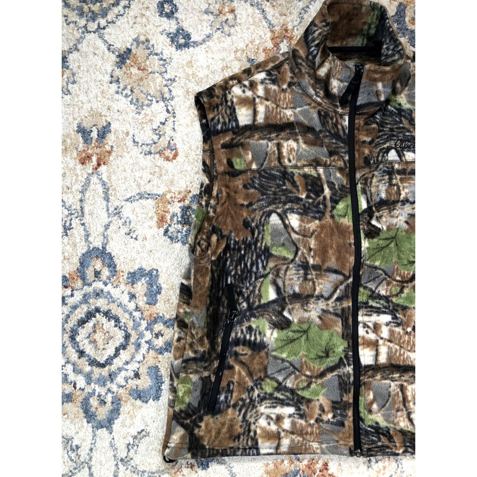 Vintage Cabela's Vest Mens XL Brown Camouflage Fleece Full Zip Pockets Outdoor Hunting Size US XL / EU 56 / 4 - 3 Thumbnail