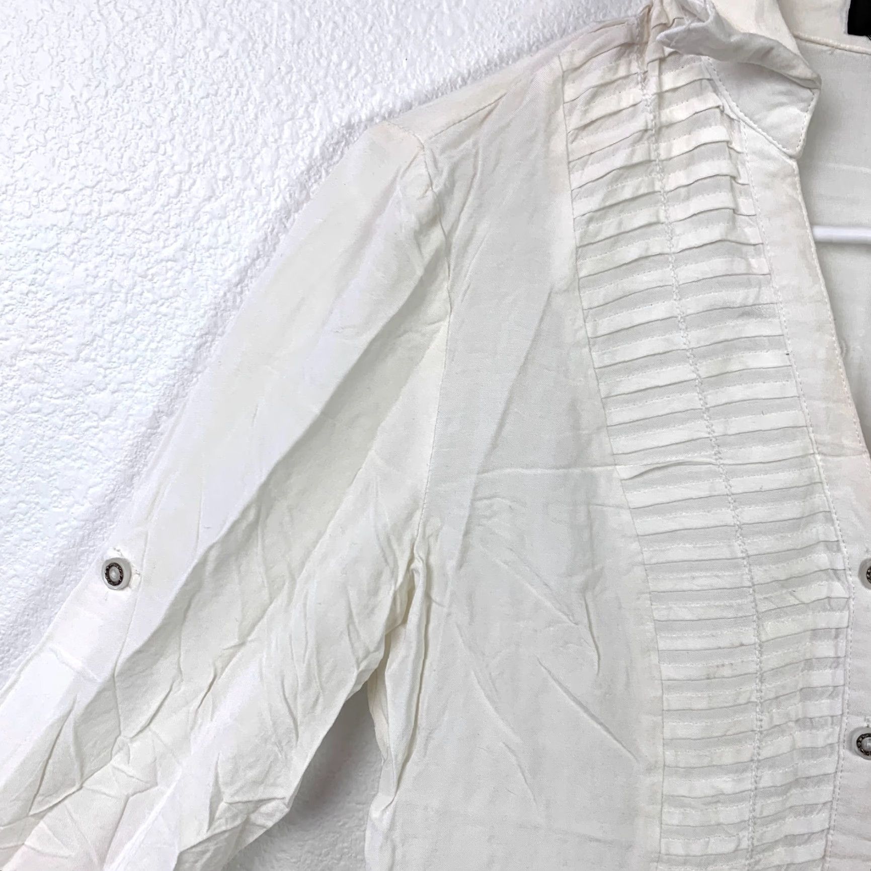Vintage Spense V-Neck Button Down Long Sleeve Boho White Shirt Small Size S / US 4 / IT 40 - 2 Thumbnail