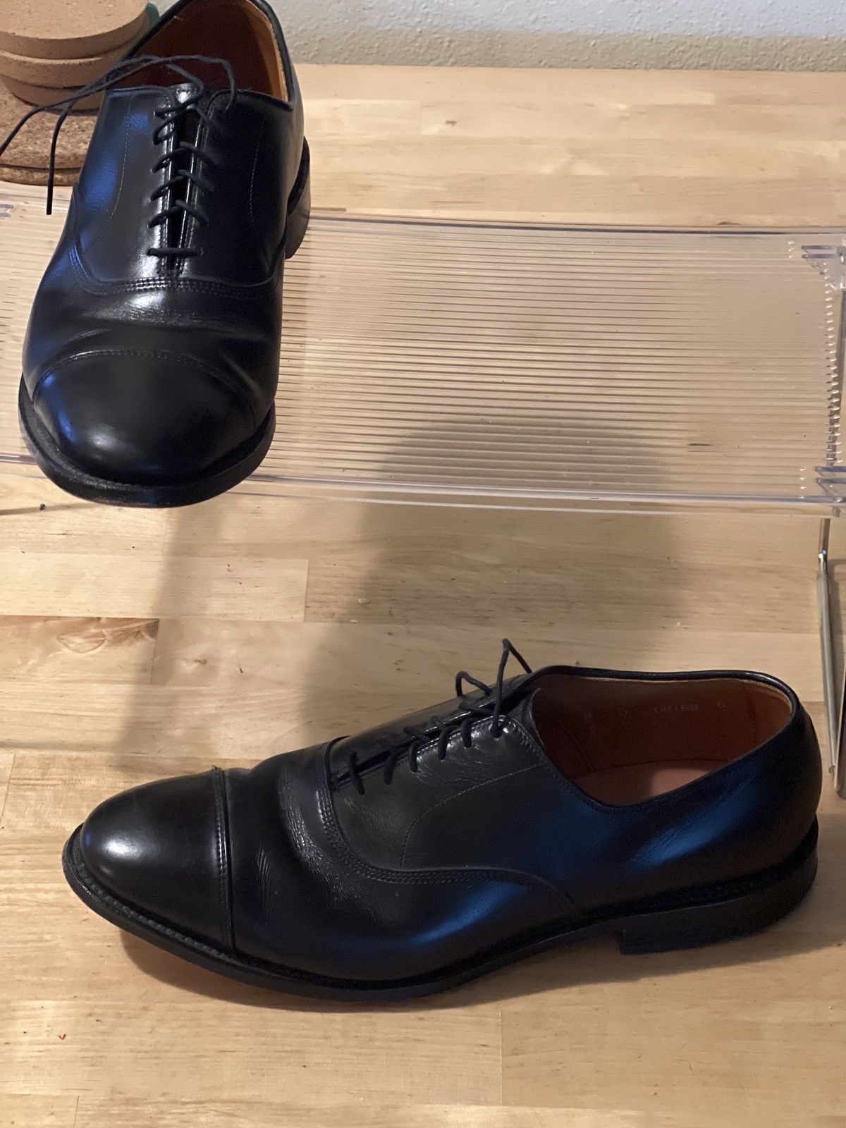 Allen Edmonds Park Ave Oxfords In Black Calf Leather Shoes, Men's (Size 9)