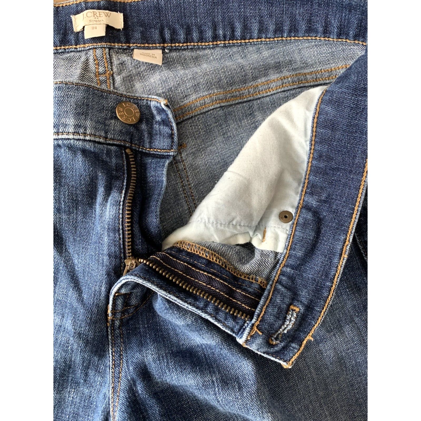 J.Crew J. Crew Jeans Slim Straight Womens 28 Regular 32x29 Medium Wash Denim Pocket Zipper Button Rise Mid 8.5-10.5in Vintage No Size 28" / US 6 / IT 42 - 4 Thumbnail