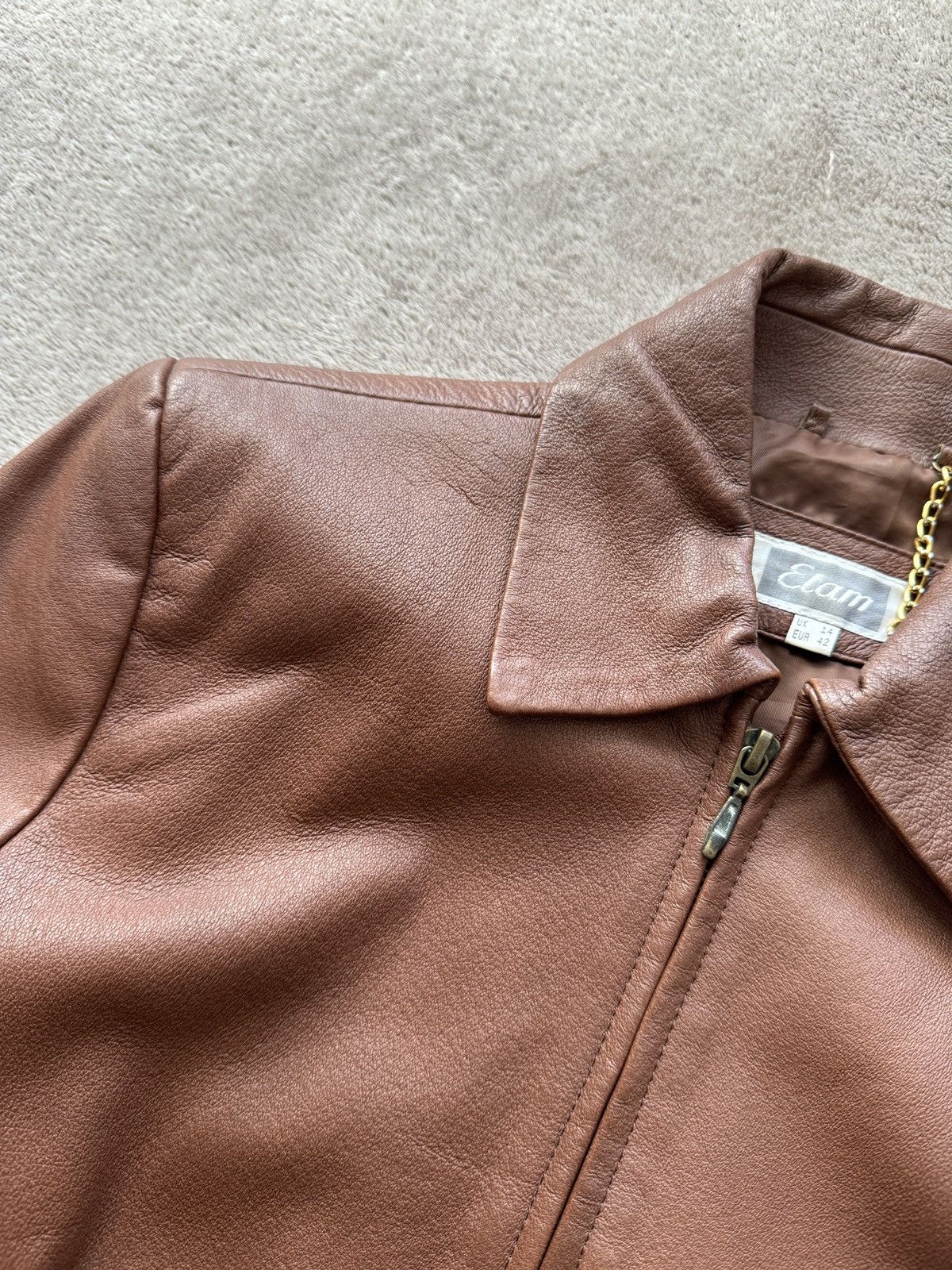 Genuine Leather Vintage Brown Leather Blazer Jacket Gucci Helmut Lang vibe Size L / US 10 / IT 46 - 3 Thumbnail