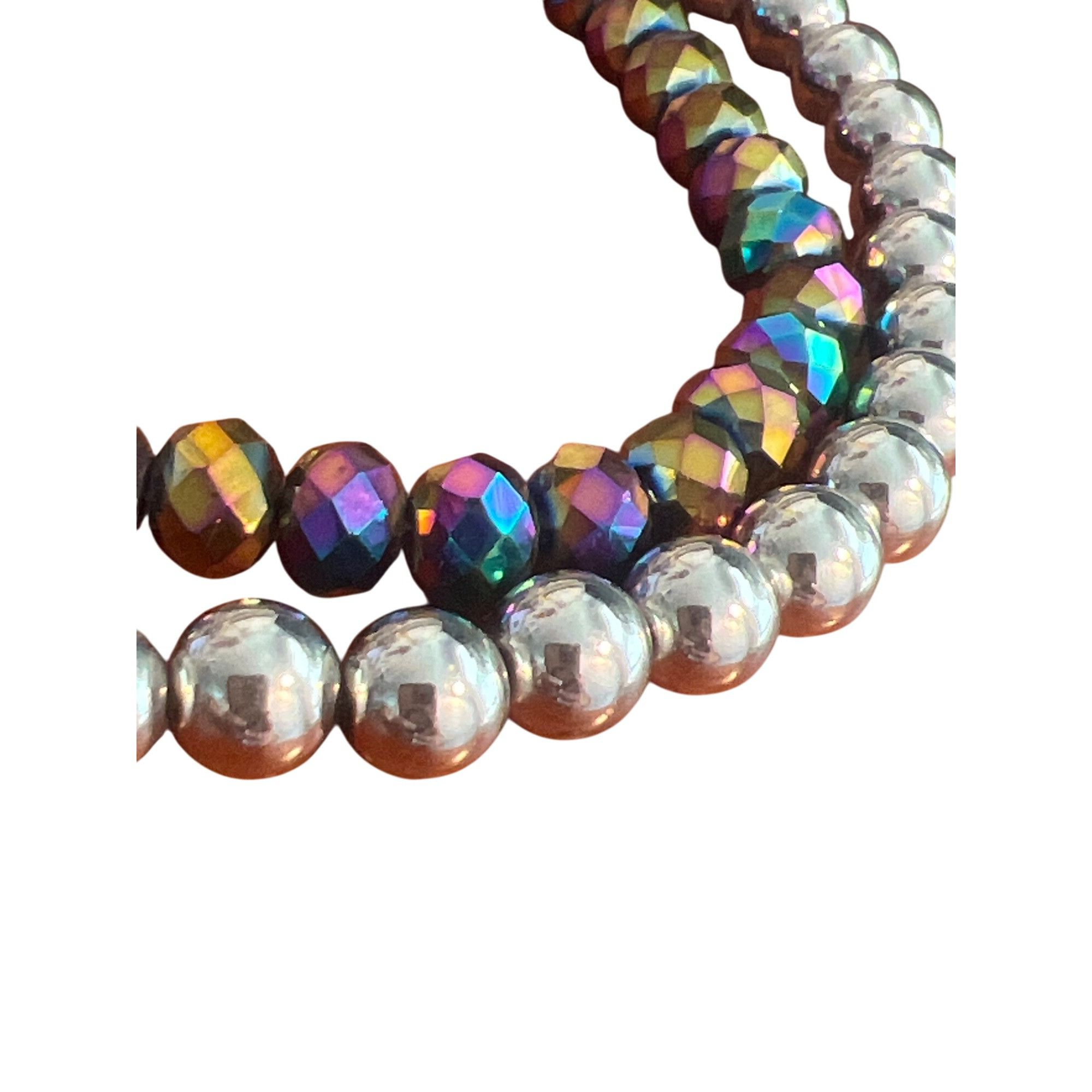 Other Iridescent Glass Beaded Double Strand Chain Necklace Adjusta Size ONE SIZE - 2 Thumbnail