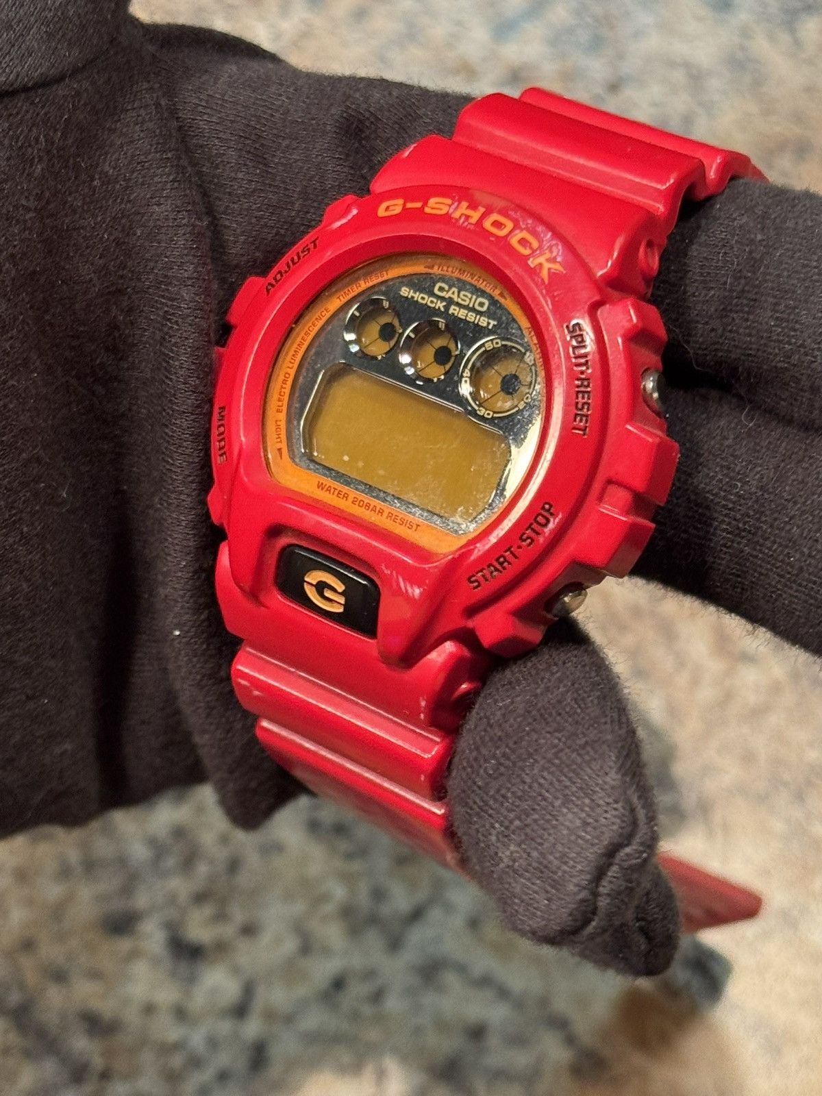 G Shock Casio G-Shock DW-6900 Red Gold Triple Graph Digital Watch Size ONE SIZE - 6 Thumbnail